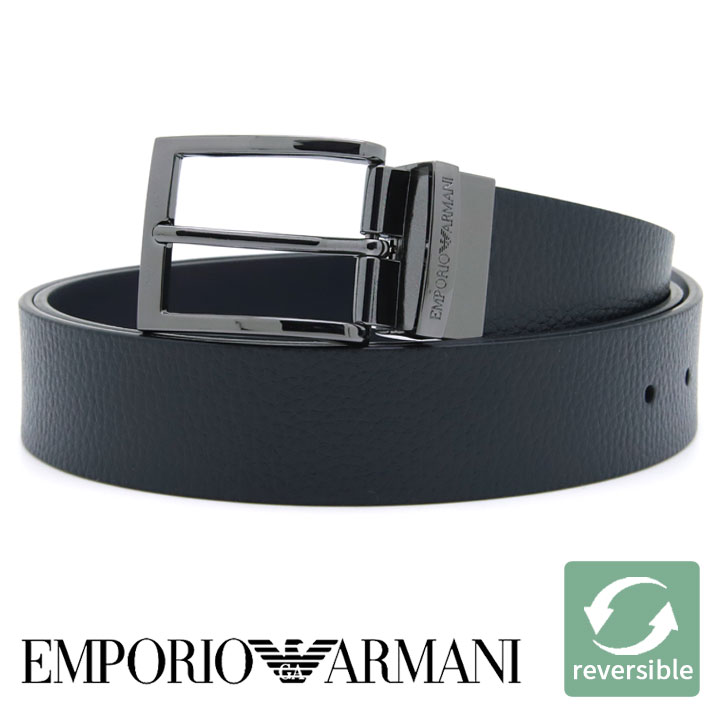 アルマーニ ベルト（メンズ） エンポリオアルマーニ メンズベルト リバーシブル EMPORIO ARMANI ベルト メンズ ブルー ダークネイビー Y4S195 YLO8J 88256 【あす楽】【父の日 誕生日 お祝い プレゼント ギフト】