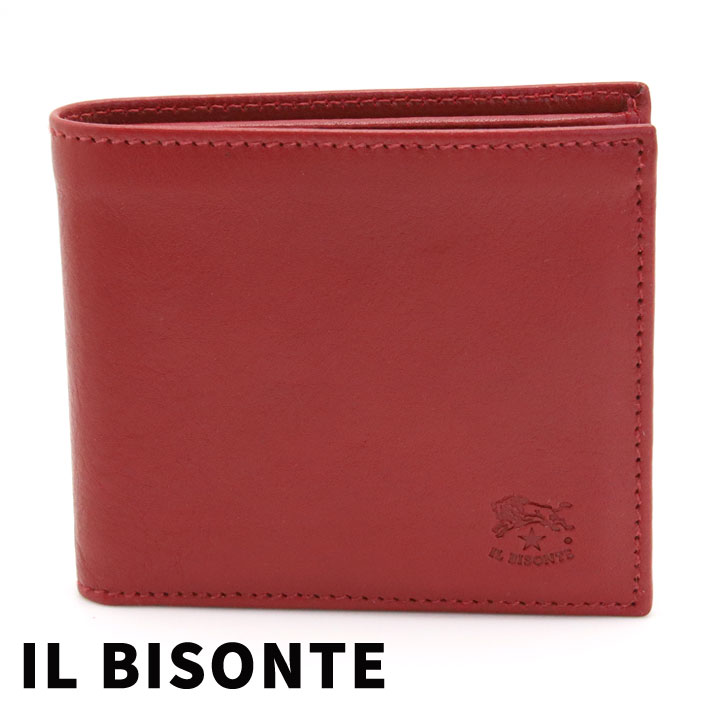 イルビゾンテ 財布 メンズ イルビゾンテ 財布 二つ折り財布 メンズ IL BISONTE 本革 レッド SBW007 PV0005 RE155（C0487 245） 【あす楽】【父の日 誕生日 お祝い プレゼント ギフト】