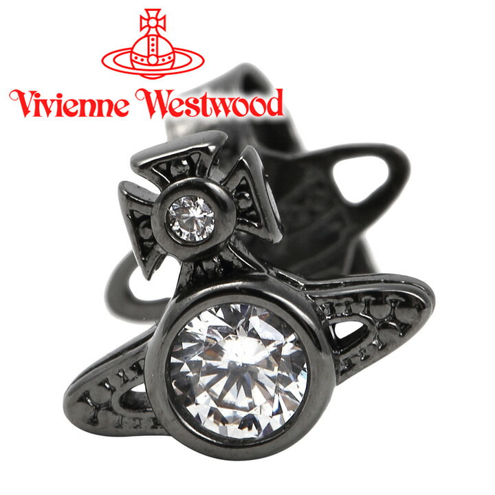 ヴィヴィアンウエストウッド ピアス メンズ レディース Vivienne Westwood ヴィヴィアン ロンドンオーブシングルスタッドピアス ガンメタル×クリアCZ 片耳用 62010239-S104 【あす楽】【父の日 誕生日 お祝い プレゼント ギフト】