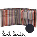 ポール・スミス 財布（メンズ） ポールスミス 財布 Paul Smith 二つ折り財布 メンズ ブラック マルチストライプ M1A-4833-BMULTI 79 【あす楽】【母の日 誕生日 お祝い プレゼント ギフト】