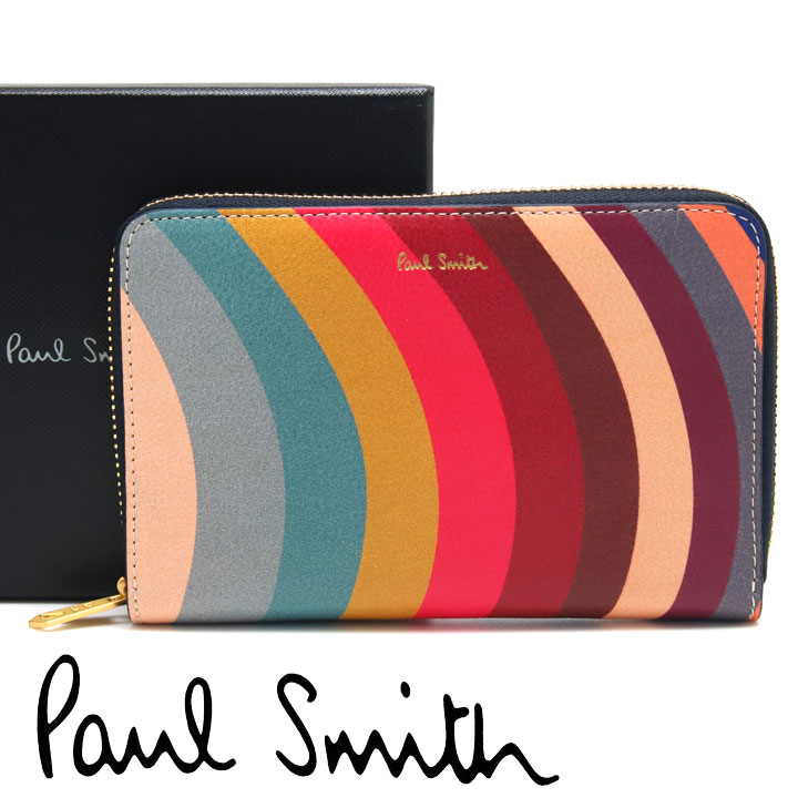 ポールスミス 財布 Paul Smith 二つ折り財布 レディース メンズ レザー マルチカラー ストライプ W1A-5216-DSWIRL 90 【あす楽】【並行輸入品】【誕生日 お祝い プレゼント ギフト】