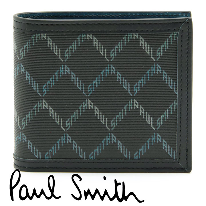 ポールスミス 財布 Paul Smith 二つ折り財布 メンズ レザー ブラック モノグラム M1A-4833-GMONGR PR 【あす楽】【誕生日 お祝い プレゼント ギフト 贈り物】