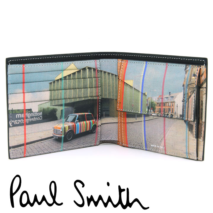 【クーポン配布中】 ポールスミス 財布 Paul Smith 二つ折り財布 メンズ ブラック ノッティンガムコンテンポラリー MINI ミニクーパー M1A-4833-LMINNC 79 【あす楽】【父の日 誕生日 お祝い プレゼント ギフト】