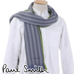 ポールスミス マフラー Paul Smith リバーシブル メンズ レディース 男女兼用 グレー×ブルー M1A-421F-ES10-76 【あす楽】【クリスマス 誕生日 お祝い プレゼント ギフト】