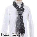 ポールスミス マフラー Paul Smith カシミヤ100 カシミア メンズ レディース 男女兼用 ドット 水玉 ブラック×グレー M2A-525F-ES09-76 【あす楽】【母の日 誕生日 お祝い プレゼント ギフト】