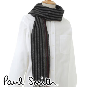 ポールスミス マフラー 2020年新作 Paul Smith カシミヤ混 カシミア メンズ レディース 男女兼用 ストライプ ブラック系 M1A-440F-AS25-70 【あす楽】【送料無料】