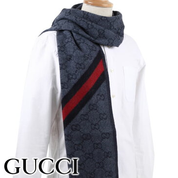 グッチ マフラー GUCCI ウェビングライン GG柄マフラー ユニセックス 男女兼用 メンズ レディース ミッドナイトブルー 570603 3G200 4068 【あす楽】【誕生日 お祝い プレゼント ギフト】