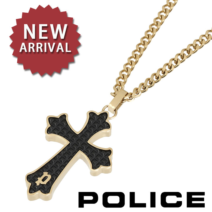 【ポイント5倍】 【新作モデル】 ポリス ネックレス ペンダント クロス メンズ ゴールド ブラック POLICE KNURL ナール GN0034401 【あす楽】 【父の日 誕生日 お祝い プレゼント ギフト】