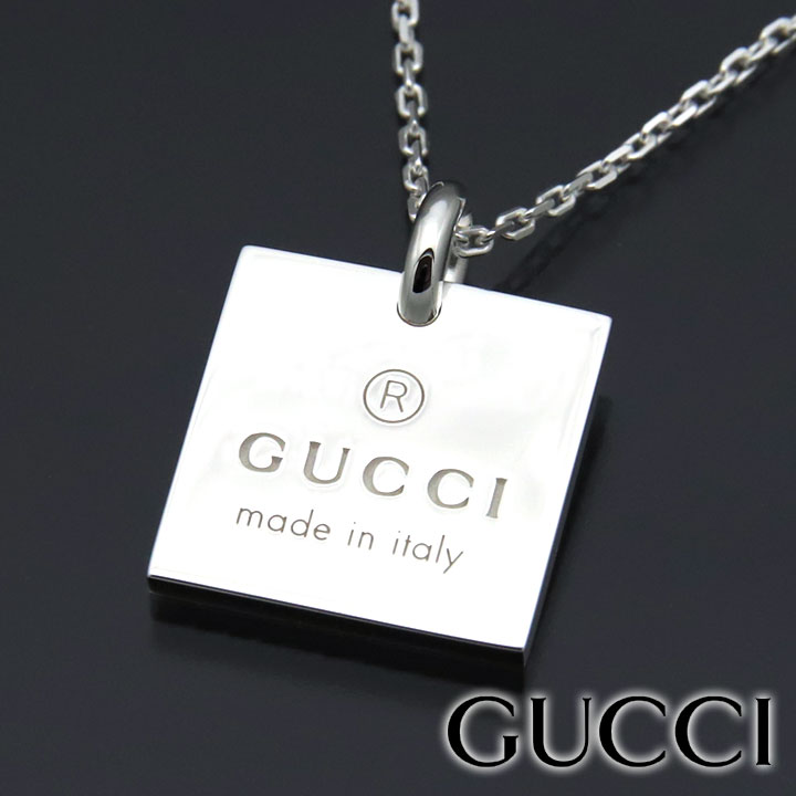 グッチ ネックレス（レディース） グッチ ネックレス GUCCI ペンダント シルバー アクセサリー シルバー925 メンズ レディース スクエア プレート ペンダント 223869-J8400-8106 【あす楽】 【母の日 誕生日 お祝い プレゼント ギフト】