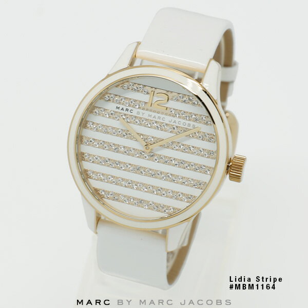 マークジェイコブス 腕時計 マーク ジェイコブス 時計 MARC JACOBS 腕時計 MBM1164 Lidia Stripe リディア ストライプ ホワイト/ゴールド/ストーン文字盤　【あす楽】 【02P03Dec16】 【RCP】 【_腕時計】