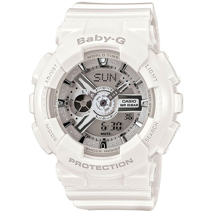 正規品 BABY-G ベビーG カシオ CASIO　BA-110-7A3JF　歯車をイメージしたパーツや立体的な文字板が人気のビックフェイスG-SHOCKを小型化！ デジタルTアナログ コンビネーション ラウンド ホワイト レディース 腕時計 （BA1107A3JF） 【あす楽】