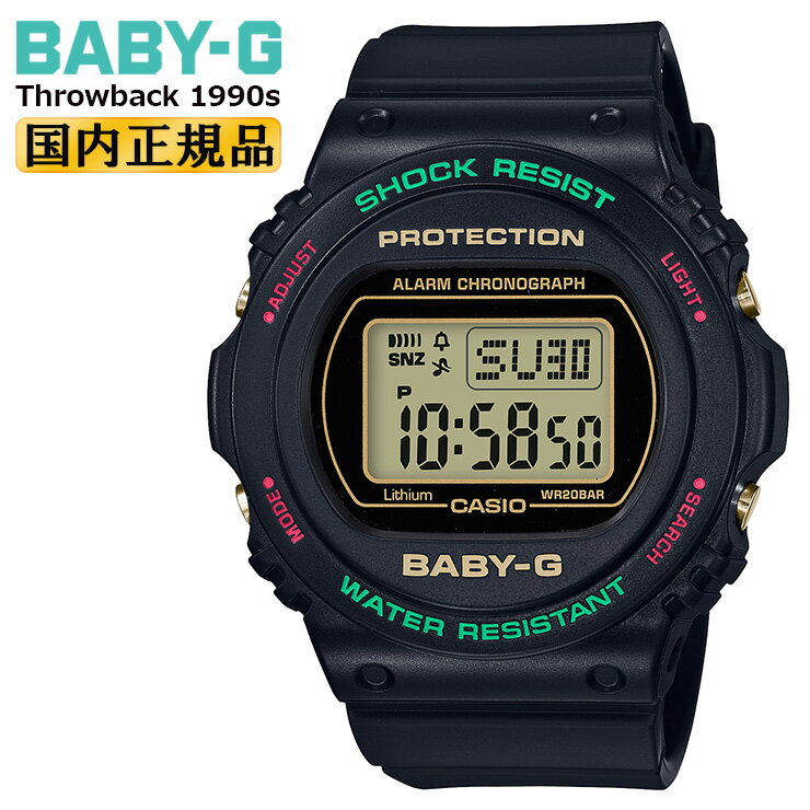 正規品 カシオ ベビーG スローバック 1990s ブラック BGD-570TH-1JF CASIO BABY-G Throwback クリスマスカラー デジタル ラウンド 黒 赤 緑 レッド グリーン レディス レディース 腕時計 【あす楽】