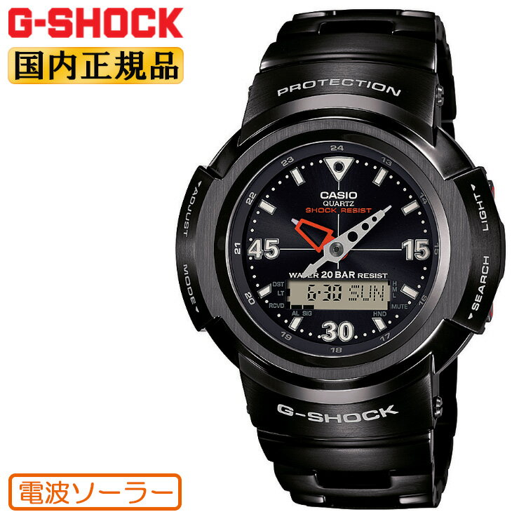 正規品 カシオ Gショック 電波 ソーラー ブラック AWM-500-1AJF CASIO G-SHOCK フルメタル スクリューバック 日本製 Made in JAPAN ラウンド メタルバンド デジタル＆アナログ コンビネーション 黒 メンズ 腕時計 （AWM5001AJF）