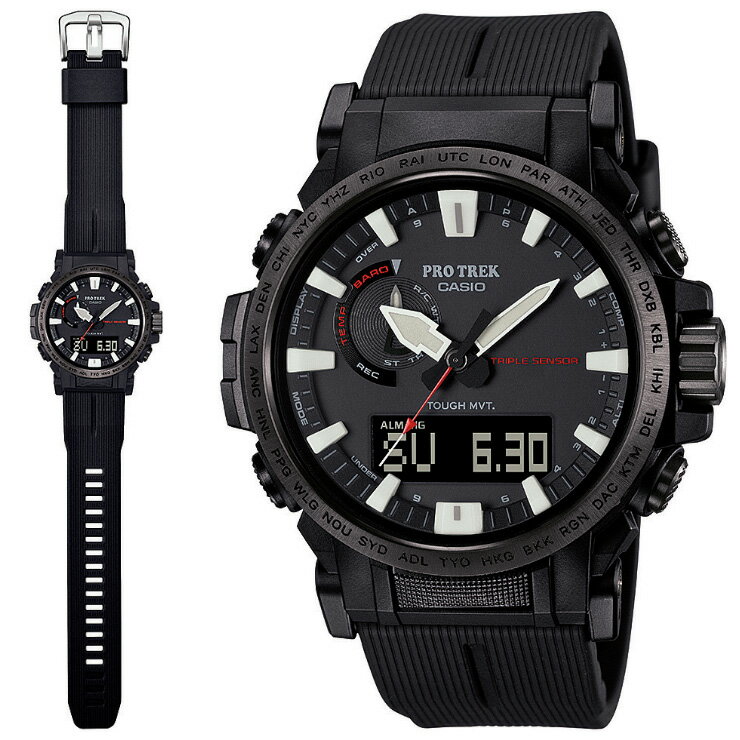 カシオ プロトレック クライマーライン 電波 ソーラー トリプルセンサー ブラック PRW-61Y-1BJF CASIO PROTREK Climber Line バイオマスプラスチック エコ SDGs デジタル＆アナログ コンビネーションモデル 黒 男性向け メンズ 腕時計 （PRW61Y1BJF）[在庫あり]
