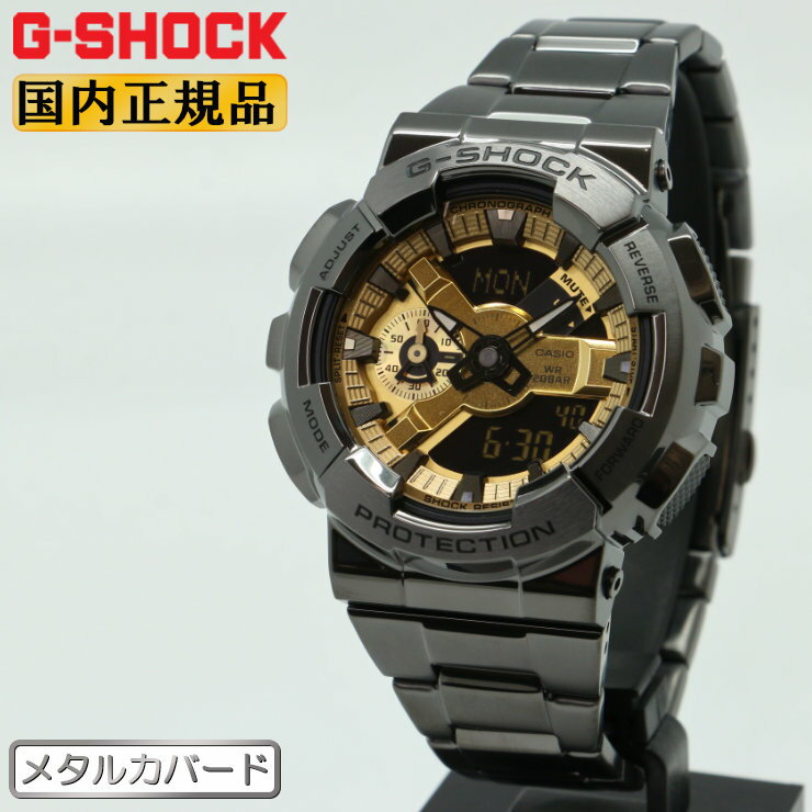 G-SHOCK G쇼크 GM-110BD-1A9JF 메탈 커버드 메탈 밴드 블랙＆골드 카시오 디지털＆아날로그 블랙 금색 맨즈 손목시계 (GM110BD1A9JF) [재고 있음]