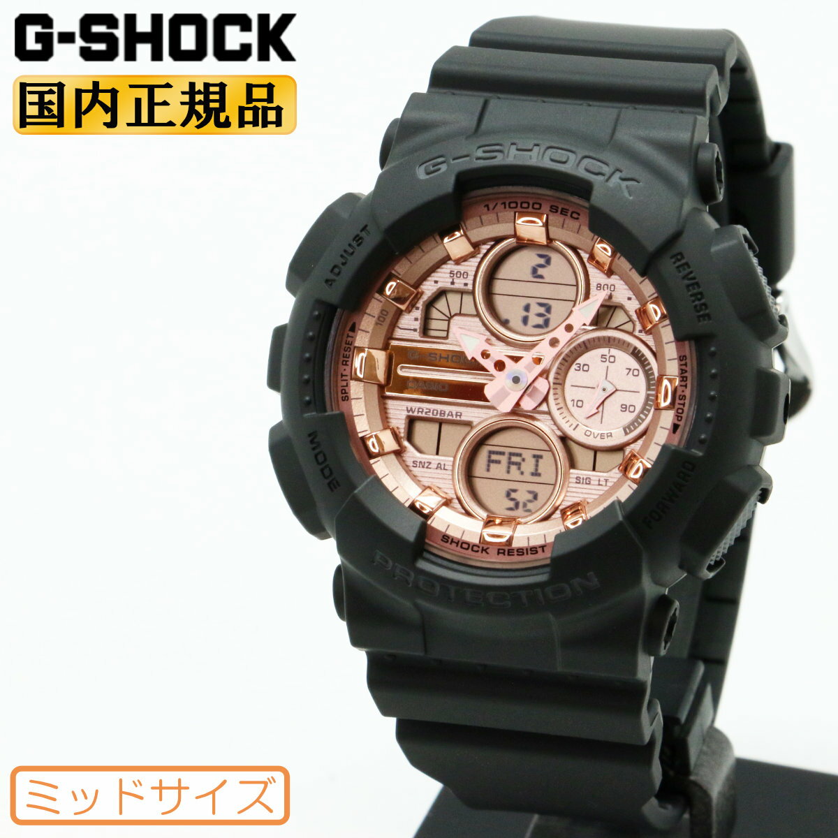 G-SHOCK WOMEN ミッドサイズ GMA-S140PG-1AJF ブラック ＆ ピンクゴールド カシオ Gショック ウーマン デジタル ＆ アナログ コンビネーション ミドルサイズ 黒 金色 メンズ レディース ユニセックス 腕時計 （GMAS140PG1AJF） [在庫あり]