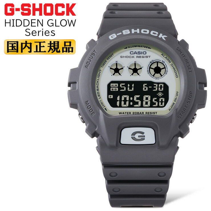 CASIO G-SHOCK ORIGIN HIDDEN GLOW Series DW-6900HD-8JF グレー＆ホワイト 蓄光文字板 カシオ Gショック オリジン 三つ目液晶 耐衝撃構造 ＆ 20気圧防水 LEDバックライト 電池寿命5年 灰色 白 メンズ 腕時計 （DW6900HD8JF）