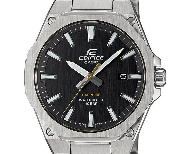 カシオ エディフィス EFR-S108DJ-1AJF シルバー＆ブラック CASIO EDIFICE 3針アナログ 薄型 オクタゴンベゼル メタルバンド 黒 銀色 メンズ 腕時計 （EFRS108DJ1AJF）[在庫あり]