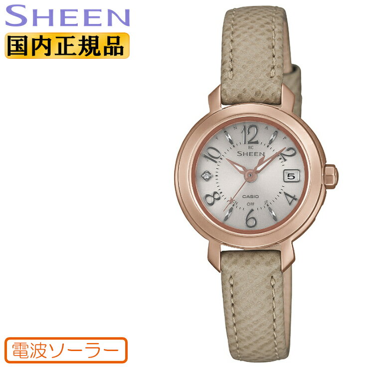 カシオ シーン 電波 ソーラー SHW-5300CGL-7AJF ピンクゴールド＆トープ色 CASIO SHEEN レザーバンド ..
