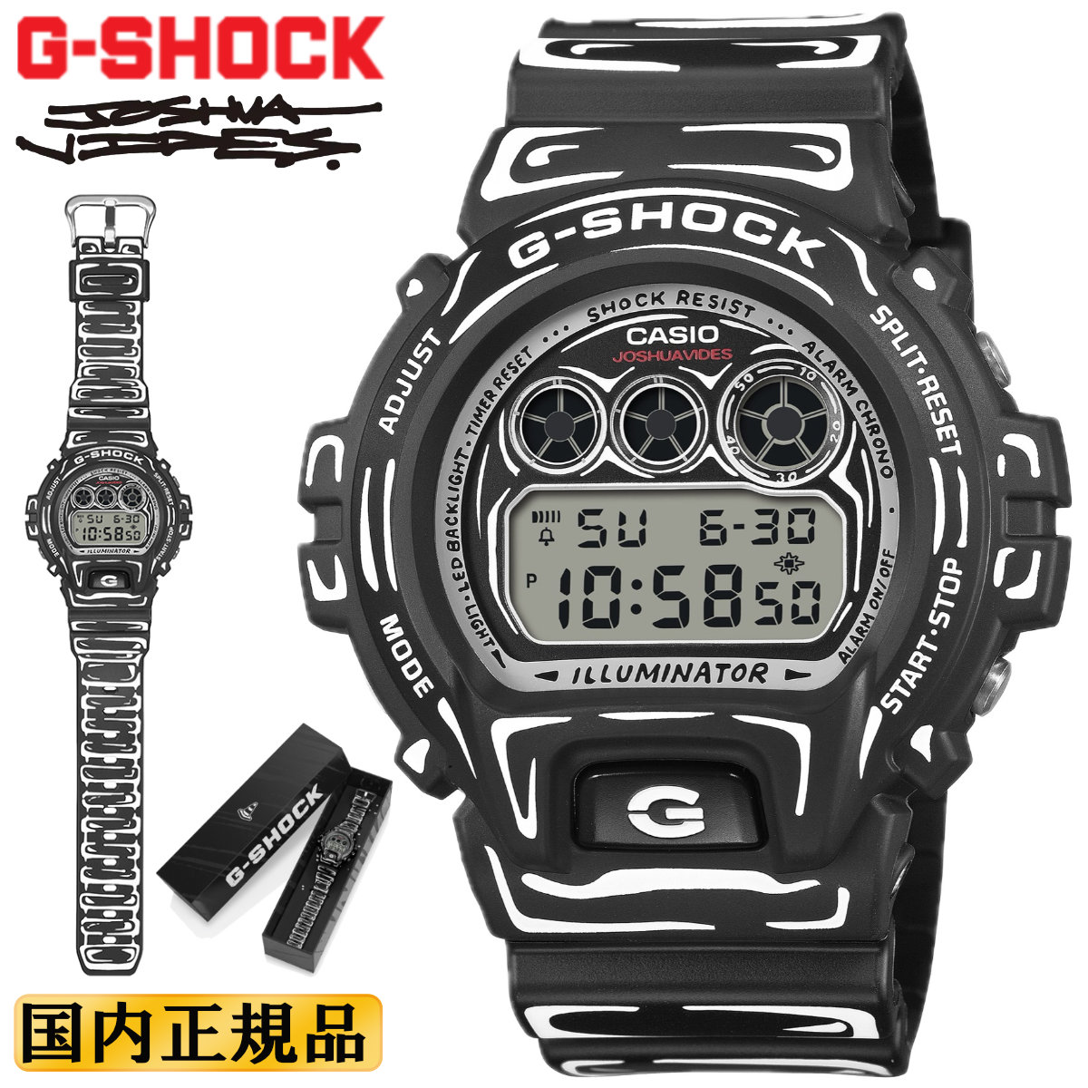G-SHOCK Gショック 限定 Joshua Vides コラボモデル DW-6900JV-1JR ブラック＆ホワイト CASIO カシオ ORIGIN アーティスト ジ...