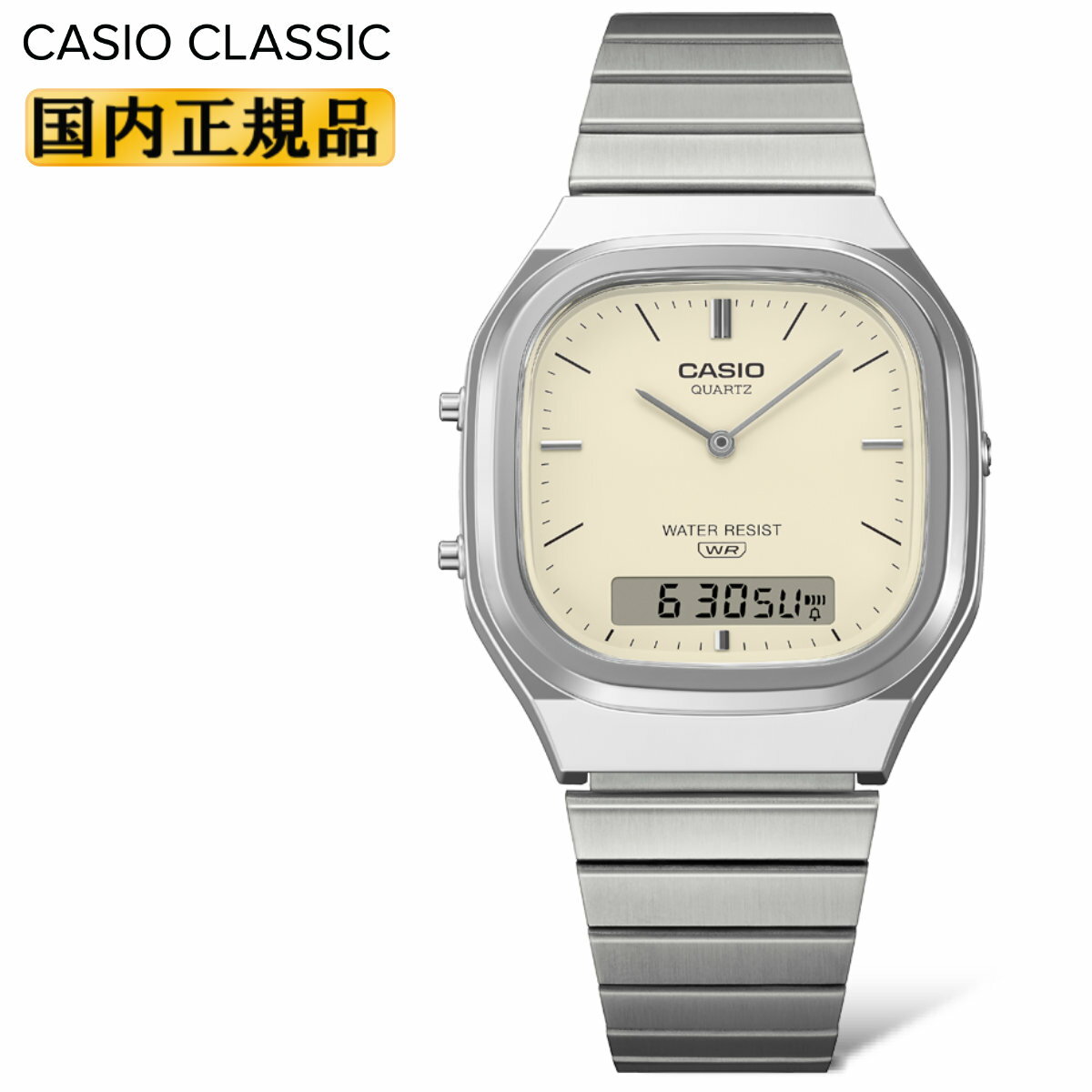 CASIO - カシオ クラシック CASIO CLASSIC AQ-240E-7A2JF ホワイトフェイス 2針アナログ＆デジタル コンビネーション レトロ 銀色 白 メンズ レディス ユニセックス 腕時計 （AQ240E7A2JF） [在庫あり]