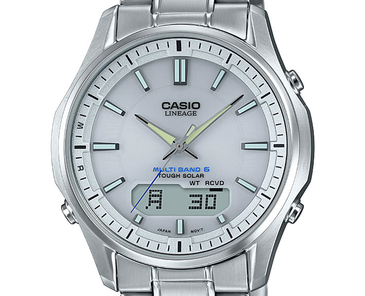 カシオ 電波 ソーラー リニエージ LCW-M100DE-7AJF ホワイトフェイス CASIO WaveCeptor ウェーブセプター LINEAGE タフソーラー 電波時計 ステンレス メンズ 腕時計 （LCWM100DE7AJF） [在庫あり]