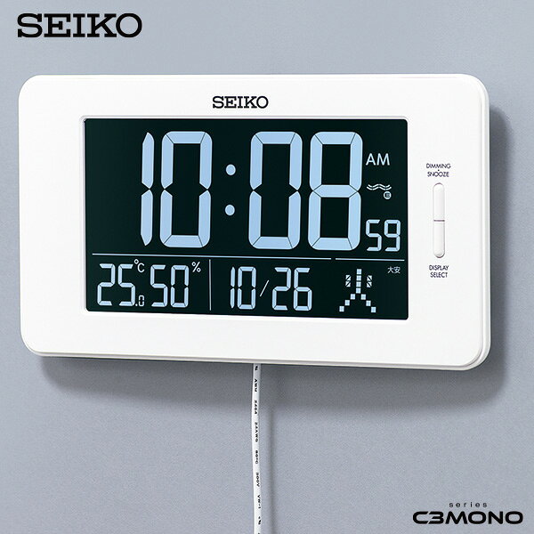 電波 デジタル 時計 セイコー DL216W SEIKO C3MONO シースリーモノ カレンダー 温度 湿度 スヌーズ アラーム 掛 置 兼用 【お取り寄せ】 [3]