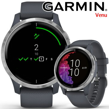 GPSスマートウォッチ ガーミン GARMIN Venu Granite Blue/Silver (010-02173-07) スポーツウォッチ ランニング マラソン Suica対応 メール/ライン通知機能 音楽保存/再生 心拍計 腕時計 【あす楽】【国内正規品】【送料無料】