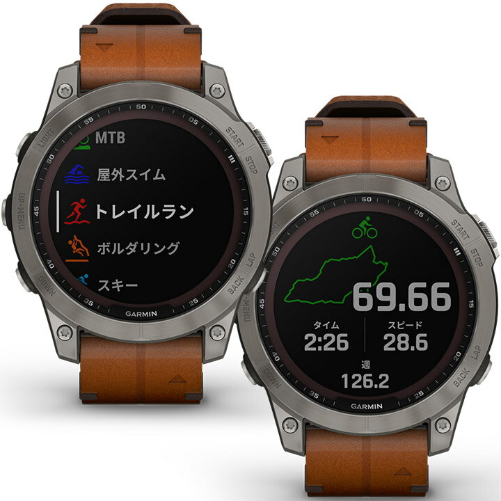 【取説★印刷サービス】 GPSスマートウォッチ ガーミン GARMIN fenix 7 Sapphire Dual Power Ti / Chestnut Leather Band (010-02540-43) ランニング 登山 ゴルフ スキー アウトドア トレイルラン 筋トレ スポーツ Suica対応 血中酸素 心拍計 音楽再生 通知機能 【あす楽】