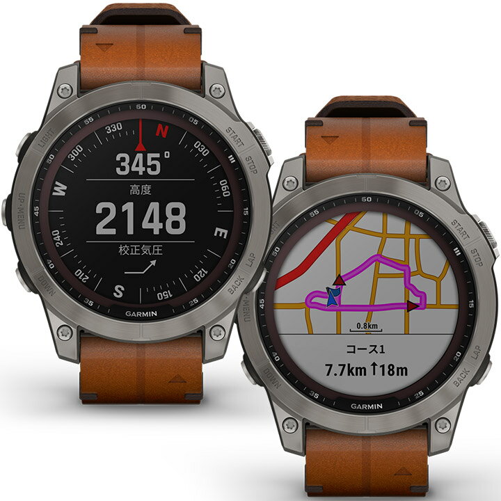 【取説★印刷サービス】 GPSスマートウォッチ ガーミン GARMIN fenix 7 Sapphire Dual Power Ti / Chestnut Leather Band (010-02540-43) ランニング 登山 ゴルフ スキー アウトドア トレイルラン 筋トレ スポーツ Suica対応 血中酸素 心拍計 音楽再生 通知機能 【あす楽】