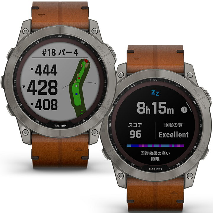 【取説★印刷サービス】 GPSスマートウォッチ ガーミン GARMIN fenix 7X Sapphire Dual Power Ti / Chestnut Leather Band (010-02541-39) ランニング 登山 ゴルフ スキー アウトドア スポーツ Suica対応 血中酸素 心拍計 気圧高度計 コンパス 音楽再生 通知機能 【あす楽】