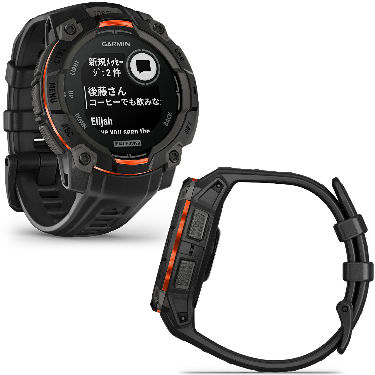 タフネスGPSスマートウォッチ ガーミン インスティンクト3 GARMIN Instinct 3 Dual Power 45mm 010-02934-30 【取説サービス】 アウトドア マラソン ウォーキング トレイルラン 登山 ゴルフ スノーボード サーフィン Suica対応 血中酸素 通知機能 【在庫あり】 - Image 3