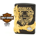 【Harley Davidson ハーレー ダビッドソン】 Zippo ハーレー ダビッドソン ジッポー ZIPPO Harley-Davidson HDP-15 ブラックイオンメッキ 片面エッチング ゴールド&シルバーダブルメタル ライター 【お取り寄せ】