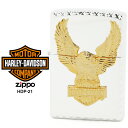 Harley Davidson ハーレー ダビッドソン Zippo ZIPPO Harley-Davidson HDP-21 シルバーミラーメッキ 特殊コーナー ゴールドメタル ライター 【お取り寄せ】