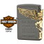 【Harley Davidson ハーレー ダビッドソン】 Zippo ハーレー ダビッドソン ジッポー ZIPPO Harley-Davidson HDP-48 チタンブラック エッチング アンティークゴールドメタル ライター 【お取り寄せ】【RCP】