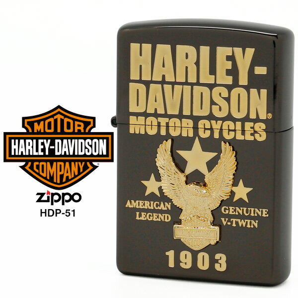  Zippo ハーレー ダビッドソン ジッポー ZIPPO Harley-Davidson HDP-51 ブラックイオン ゴールドメッキ ゴールドメタル ライター 