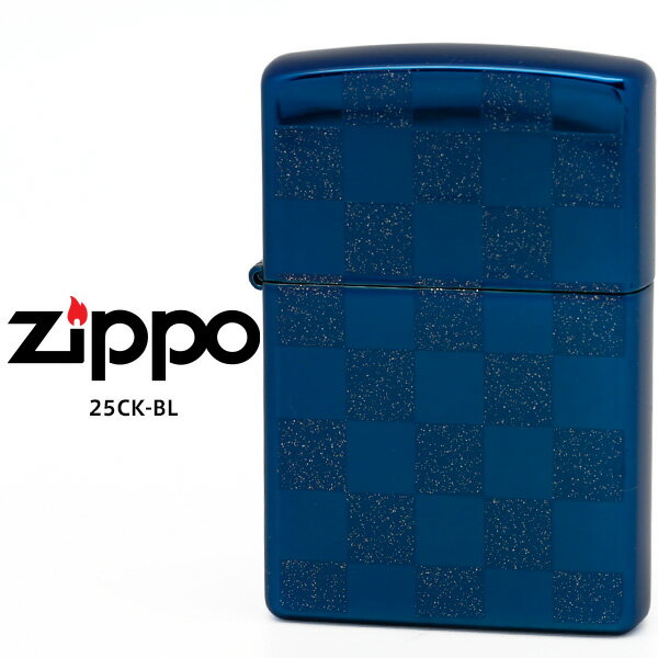  Zippo ジッポー ZIPPO 25CK-BL ブルー クロームポリッシュ クリア 市松模様 チェッカーフラグ オイル ライター 