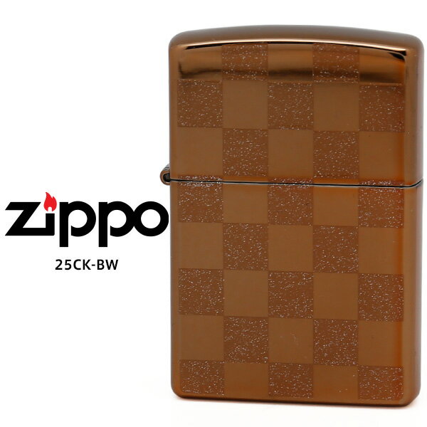  Zippo ジッポー ZIPPO 25CK-BW ブラウン クロームポリッシュ クリア 市松模様 チェッカーフラグ オイル ライター 