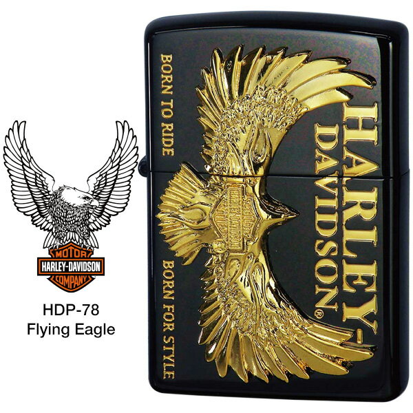 Zippo ハーレー ダビッドソン ジッポー ZIPPO Harley-Davidson HDP-78 ブラックイオン ゴールドメッキ エッチング ゴールドメタル ライター 【お取り寄せ】