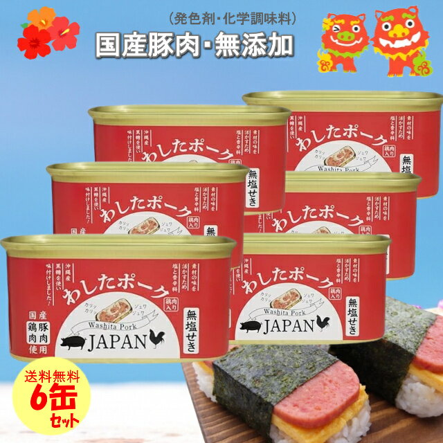 【6個】 沖縄県物産公社 わしたポーク JAPAN 200g ジャパン ランチョンミート 国産豚肉 国産鶏肉使用 無添加 缶詰 肉 国産 ポーク 無塩せき 化学調味料 発色剤 保存料 無添加 沖縄 ランチョンミート スパム ポークタマゴ ポーク玉子 長期保存 沖縄特産品 惣菜 おかず