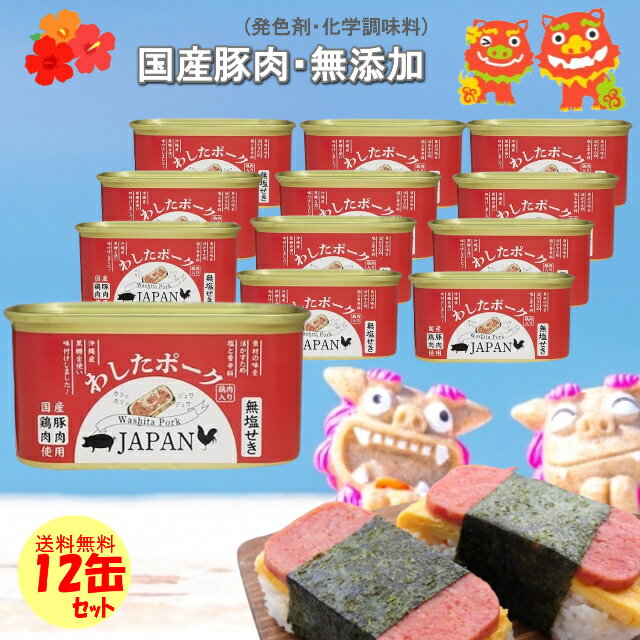 沖縄県物産公社 わしたポーク 12個セット JAPAN 200g ジャパン ランチョンミート 国産豚肉 国産鶏肉使用 無添加 缶詰 肉 国産 ポーク 無塩せき 化学調味料 発色剤 保存料 無添加 沖縄 ランチョンミート スパム ポークタマゴ ポーク玉子 長期保存 沖縄特産品 惣菜 おかず