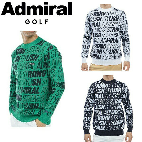 アドミラル ゴルフ メンズ ランニングロゴジャガード クルーネックセーター ADMIRAL ADMA362 2023年秋冬モデル