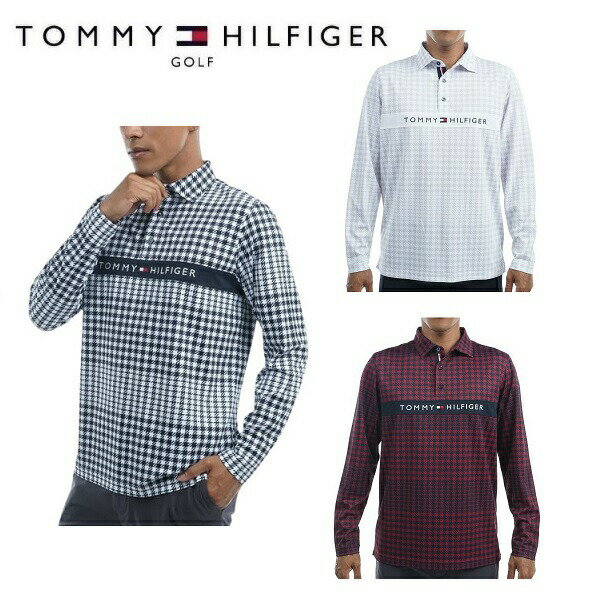 トミー ヒルフィガー ポロシャツ メンズ トミーヒルフィガー ゴルフ メンズ 千鳥チェック 長袖シャツ TOMMY HILFIGER GOLF THMA266 【2022年秋冬モデル】