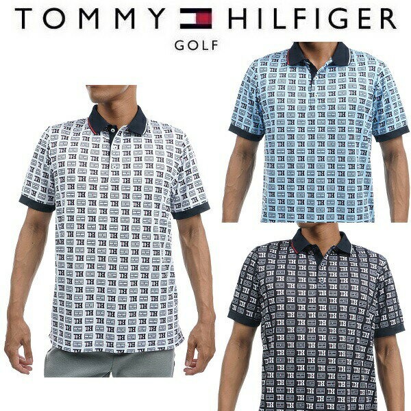トミー ヒルフィガー ポロシャツ メンズ トミーヒルフィガー ゴルフ メンズ THモノグラム ポロシャツ TOMMY HILFIGER THMA317 2023年春夏モデル