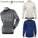 トミーヒルフィガー ゴルフ メンズ ハウンドトゥース クルーネックセーター TOMMY HILFIGER GOLF THMA374 2023年秋冬モデル