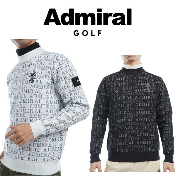 アドミラル ゴルフ メンズ ビックランパント ロゴジャガード モックネックセーター ADMIRAL GOLF ADMA480 2024年秋冬モデル