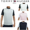 トミーヒルフィガー ゴルフ メンズ ブラインドロゴ クルーネック ニットベスト TOMMY HILFIGER GOLF THMA311 【2023年春夏モデル】