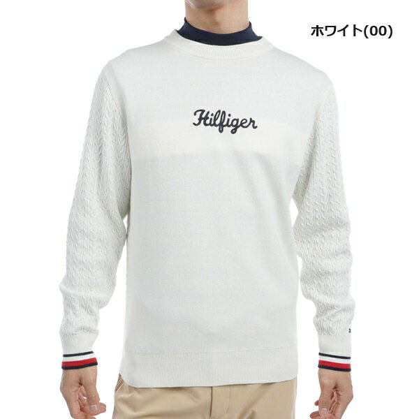 トミーヒルフィガー ゴルフ メンズ ケーブルミックス クルーネックセーター TOMMY HILFIGER GOLF THMA461 2024年秋冬モデル