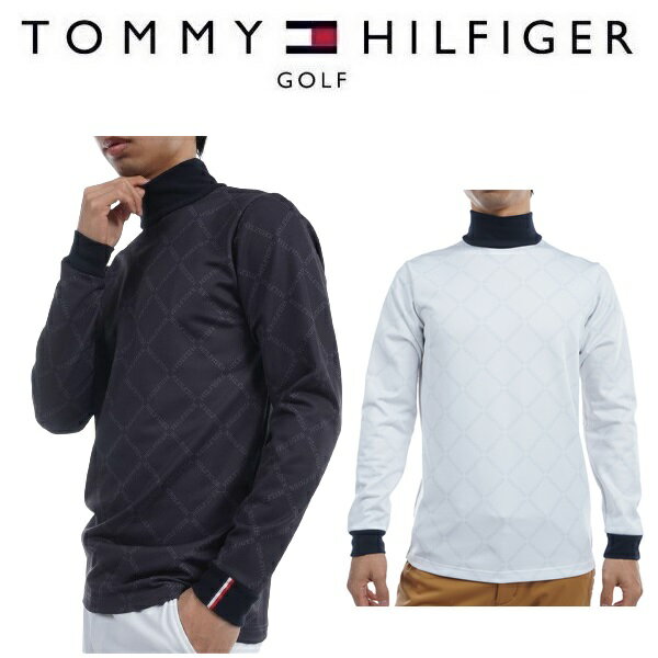 トミーヒルフィガー ゴルフ メンズ ダイヤロゴプリント 長袖ハイネックシャツ TOMMY HILFIGER GOLF THMA481 2024年秋冬モデル