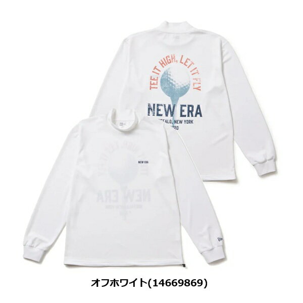 ニューエラ ゴルフ 長袖 ハイネック 鹿の子 Tシャツ ゴルフボール オフホワイト NEW ERA (14669869) 2025年秋冬モデル